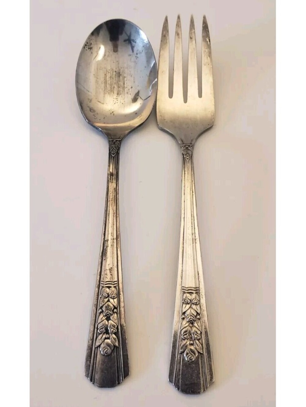 VTG Oneida Flatware Rosalie Fork Spoon Wm A Rogers A1 Plus Silverplate Art Deco